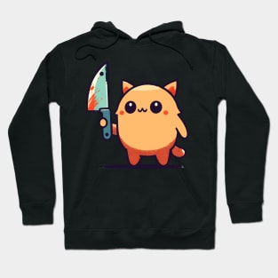 Kawaii cat with a knife Hoodie